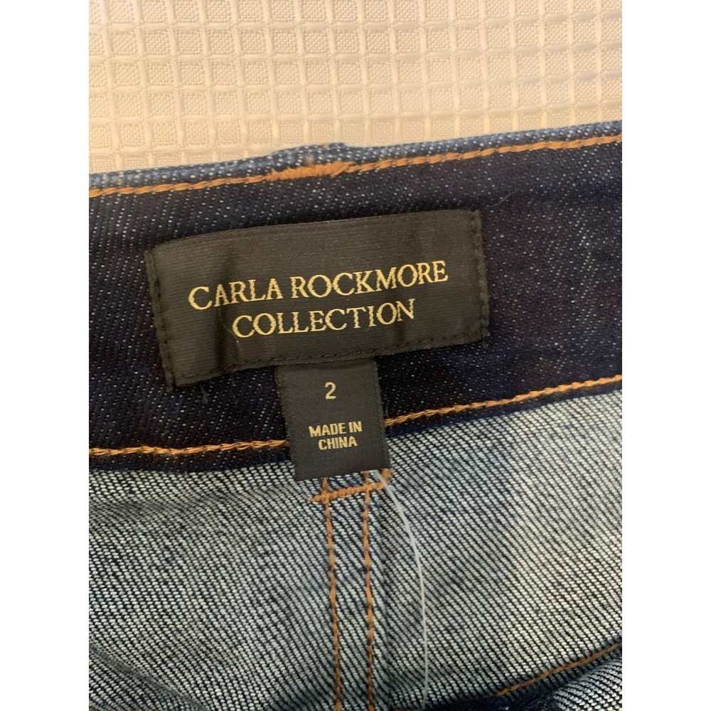 (E-126) Carla Rockmore Collection Jeans Women Size 2 Dark Wash Wide Leg High Ris - Picture 8 of 10